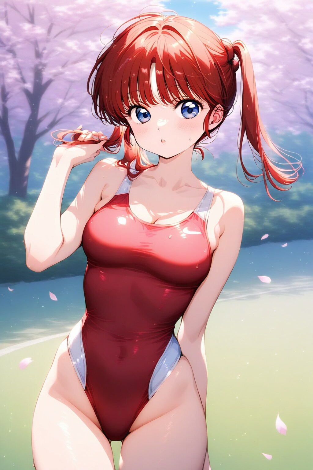 競泳水着で花見
