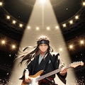 ステージの上でギターを演奏する侍 3枚目