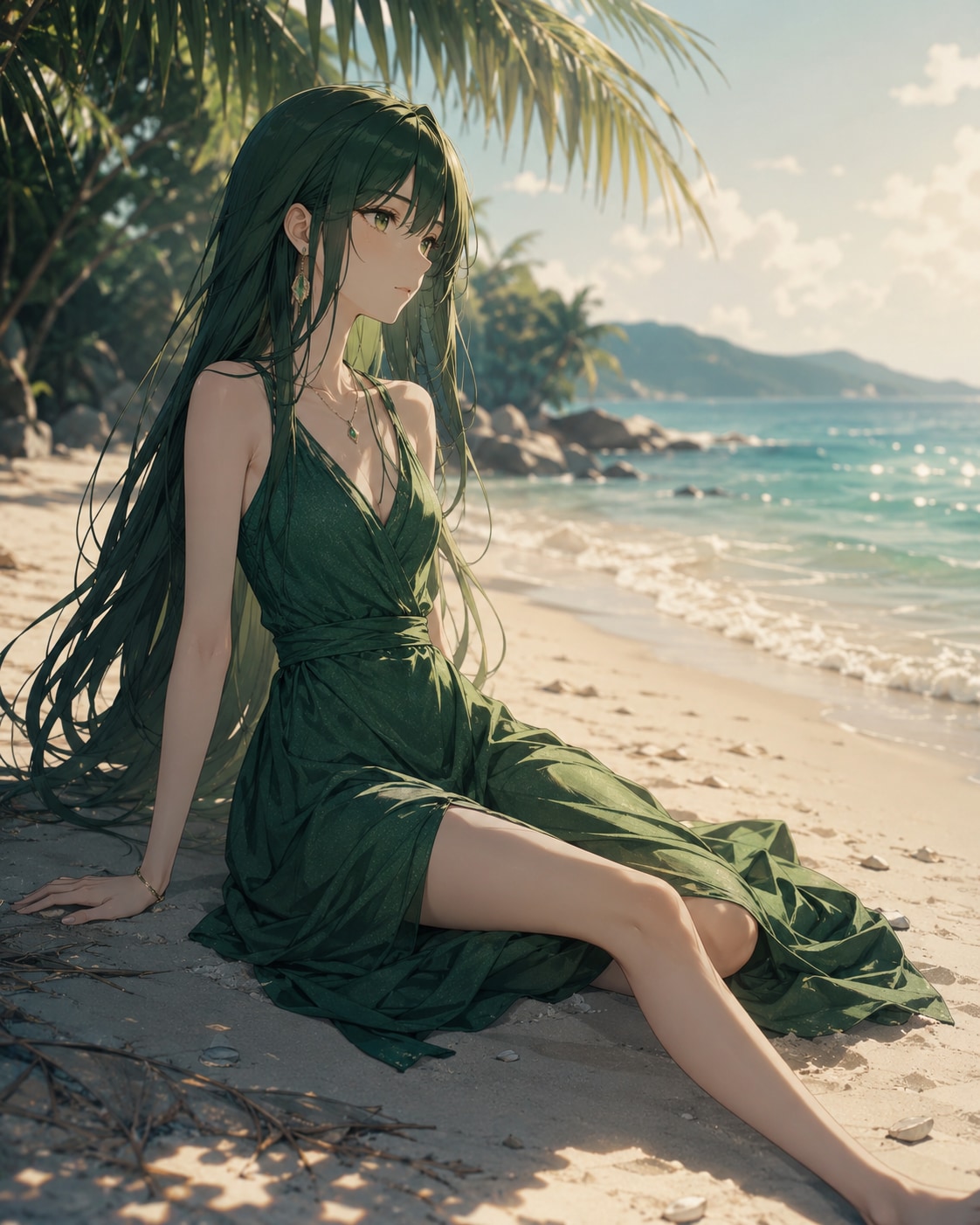 静かな海辺での昼下がり