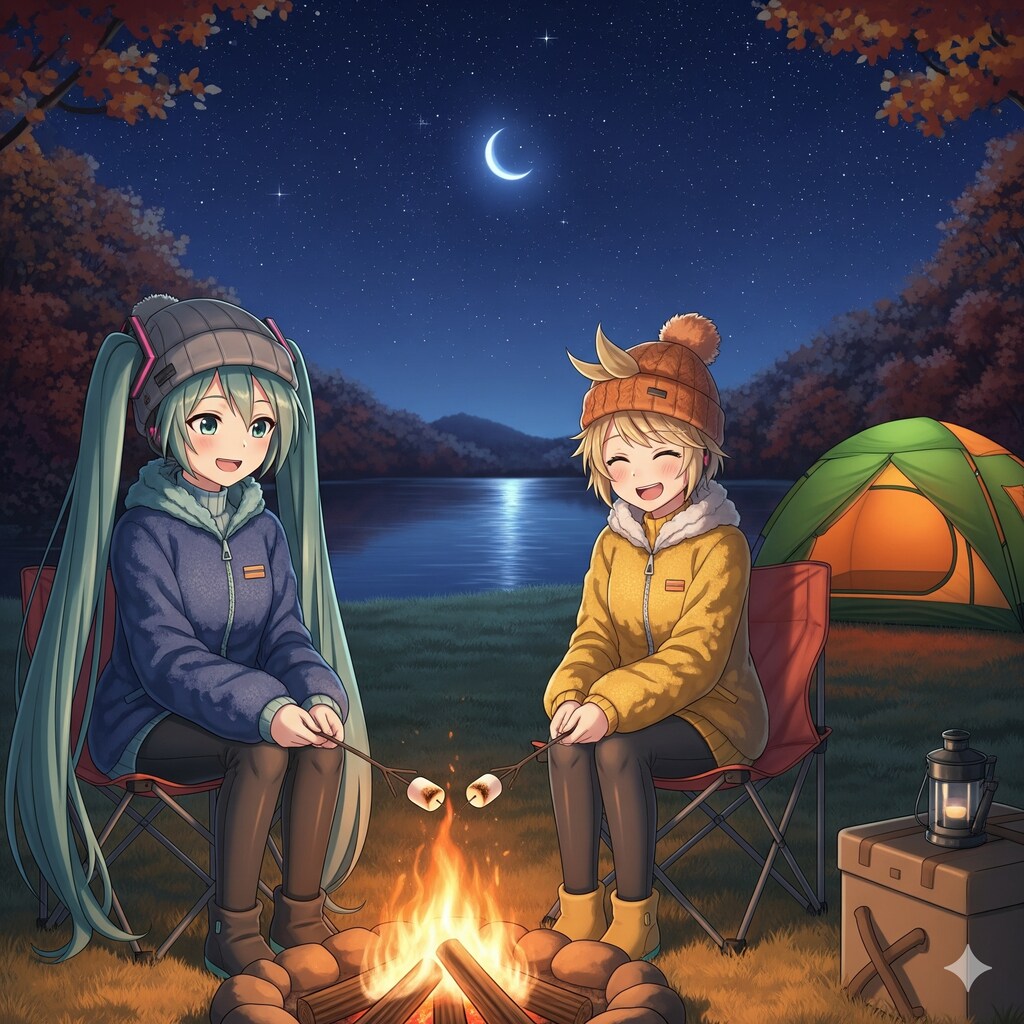 ミクさんリンさん 秋のキャンプを楽しむ