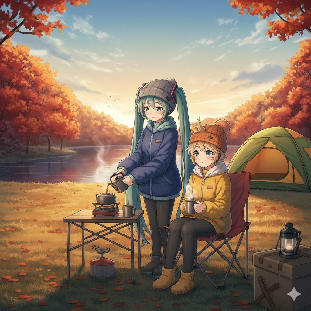 ミクさんリンさん 秋のキャンプを楽しむ