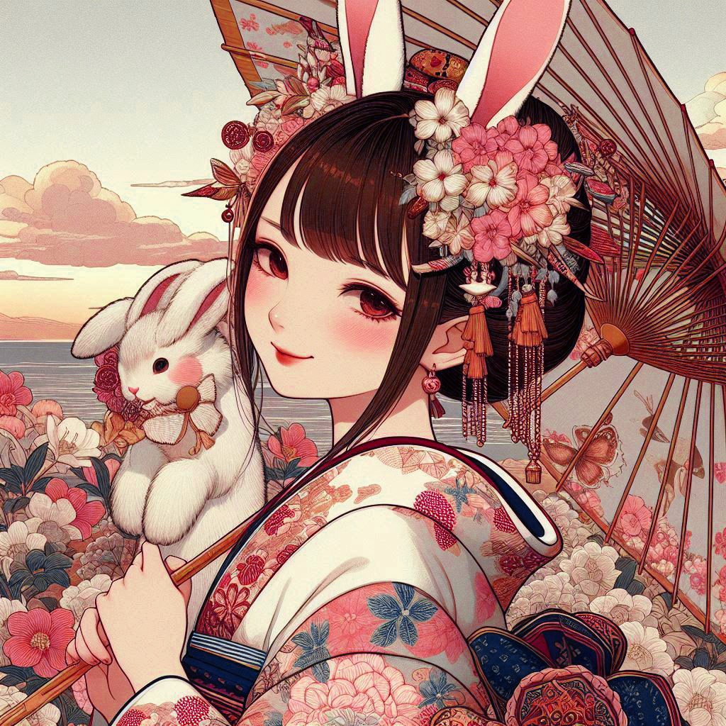 うさ耳着物ガール