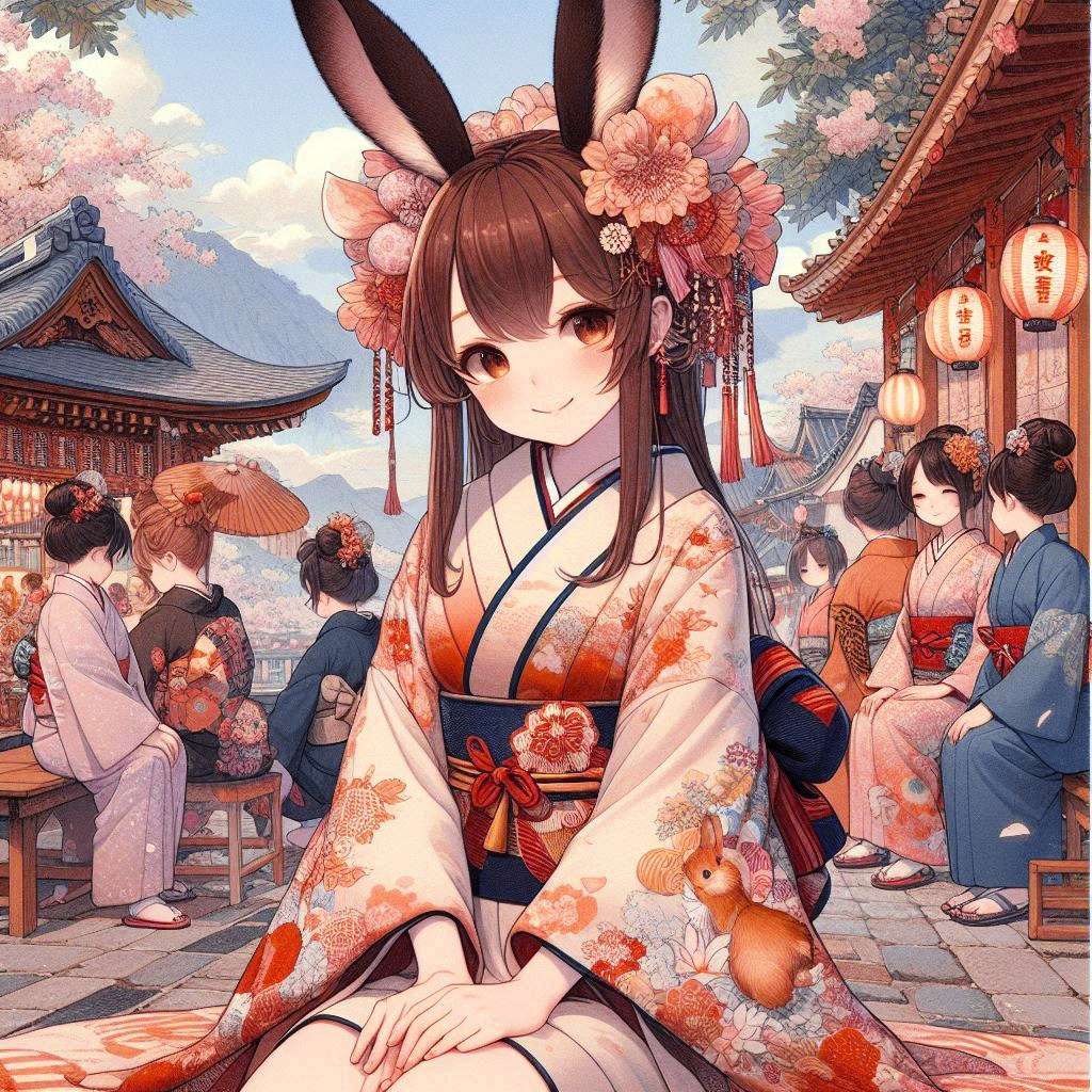 うさ耳着物ガール