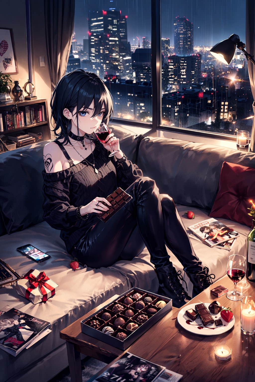 同性からのチョコで一人アフターバレンタイン | の人気AIイラスト・グラビア