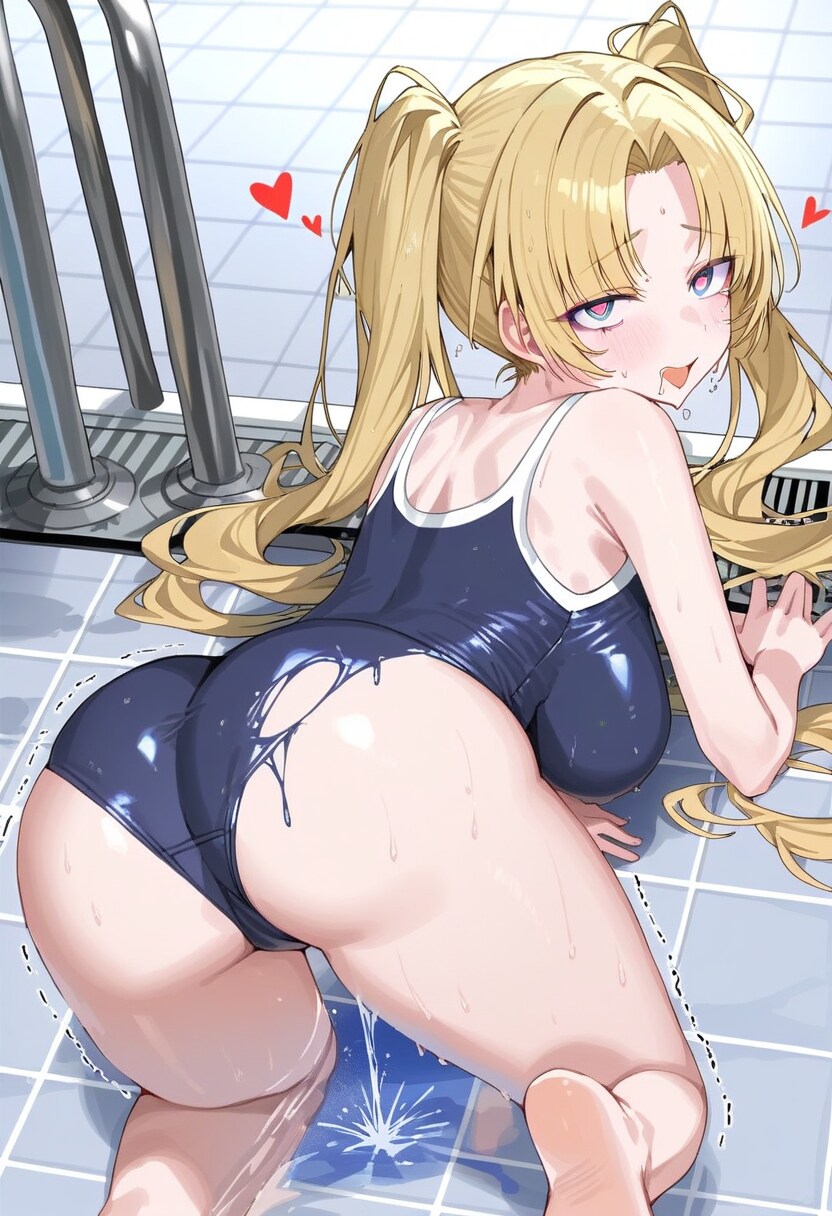 ギャルスク水吹いてイク