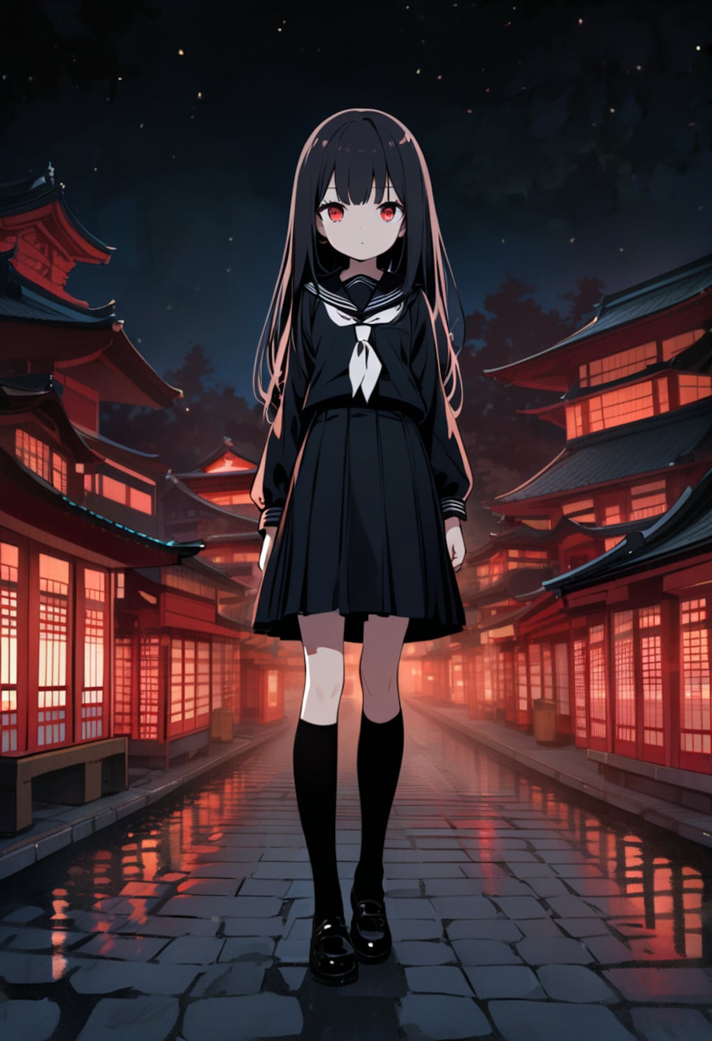 夜のセーラー服少女