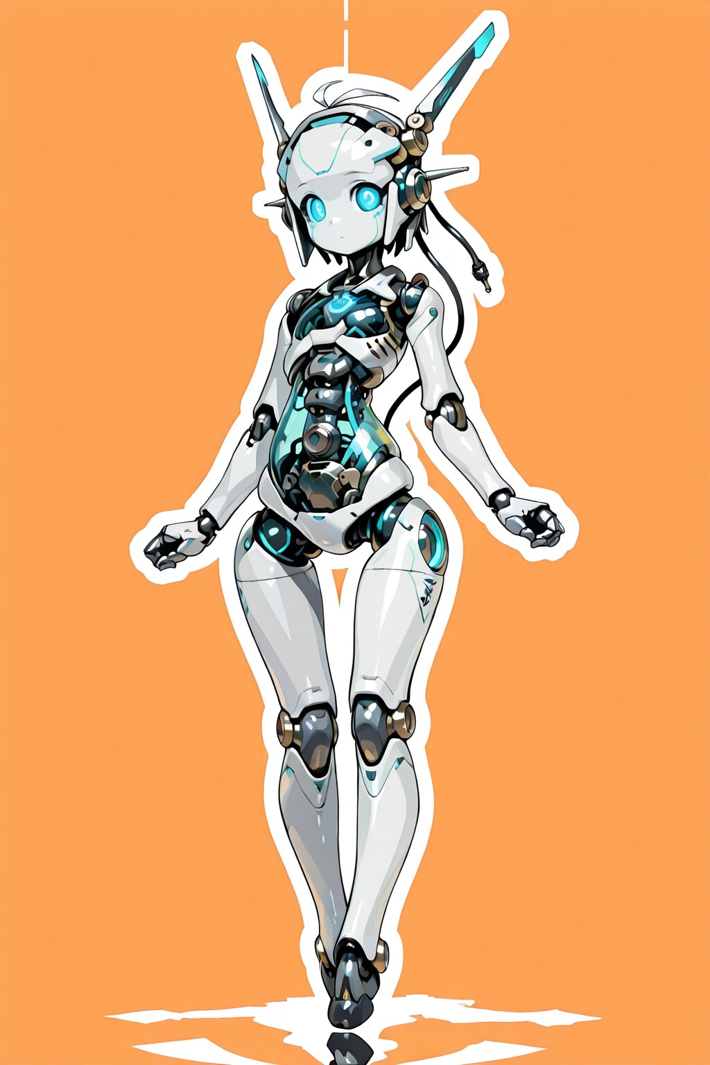 胴体が透けて内部構造が見えてるロボっ娘