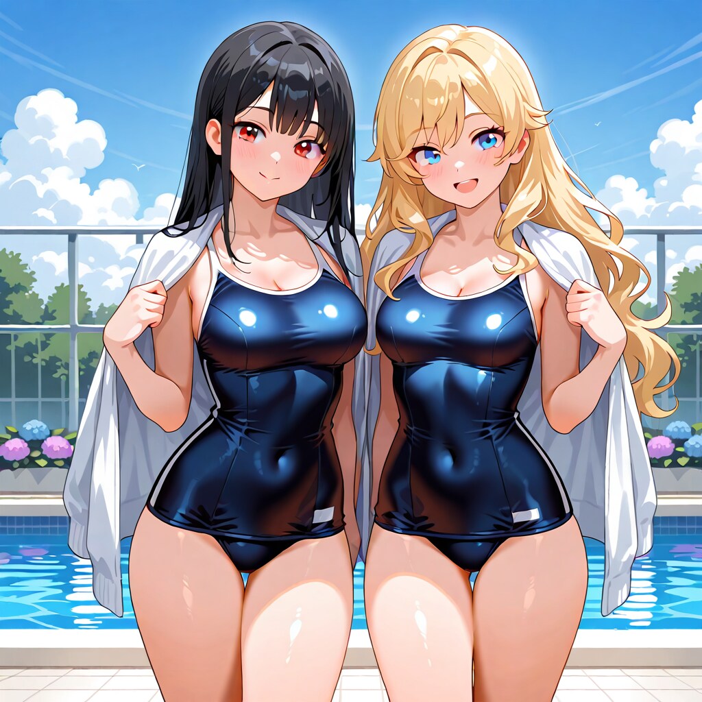 スク水肩掛けジャージちちぷいコンビ