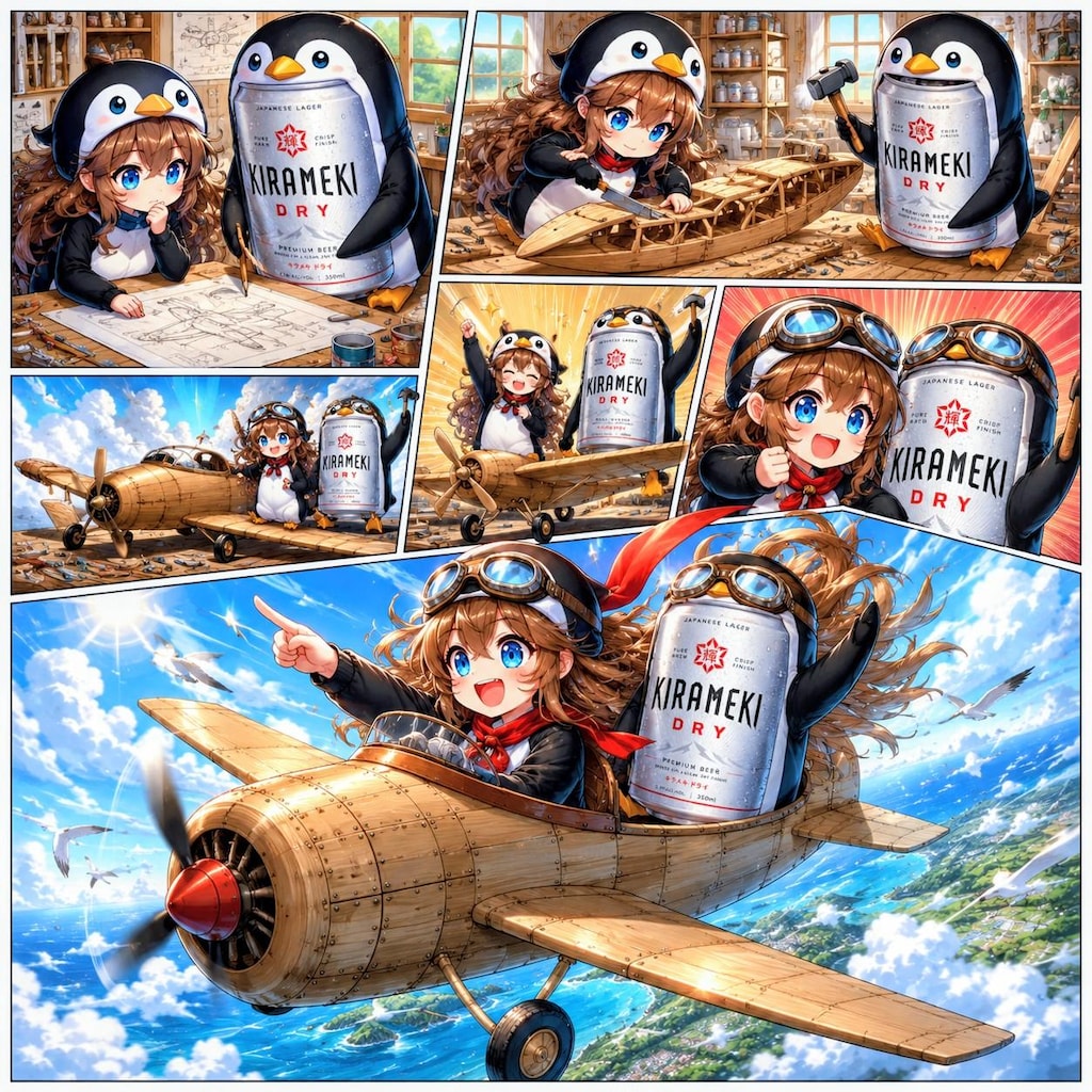 気合で空を駆け巡れるようになったペンギンの小さな女の子