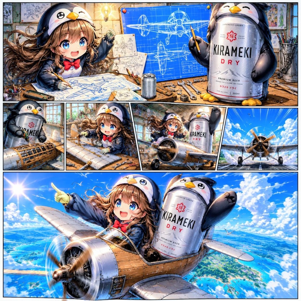 気合で空を駆け巡れるようになったペンギンの小さな女の子