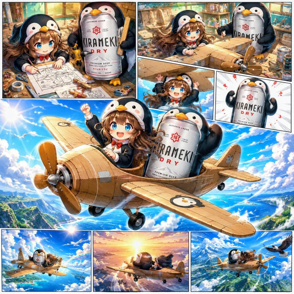 気合で空を駆け巡れるようになったペンギンの小さな女の子