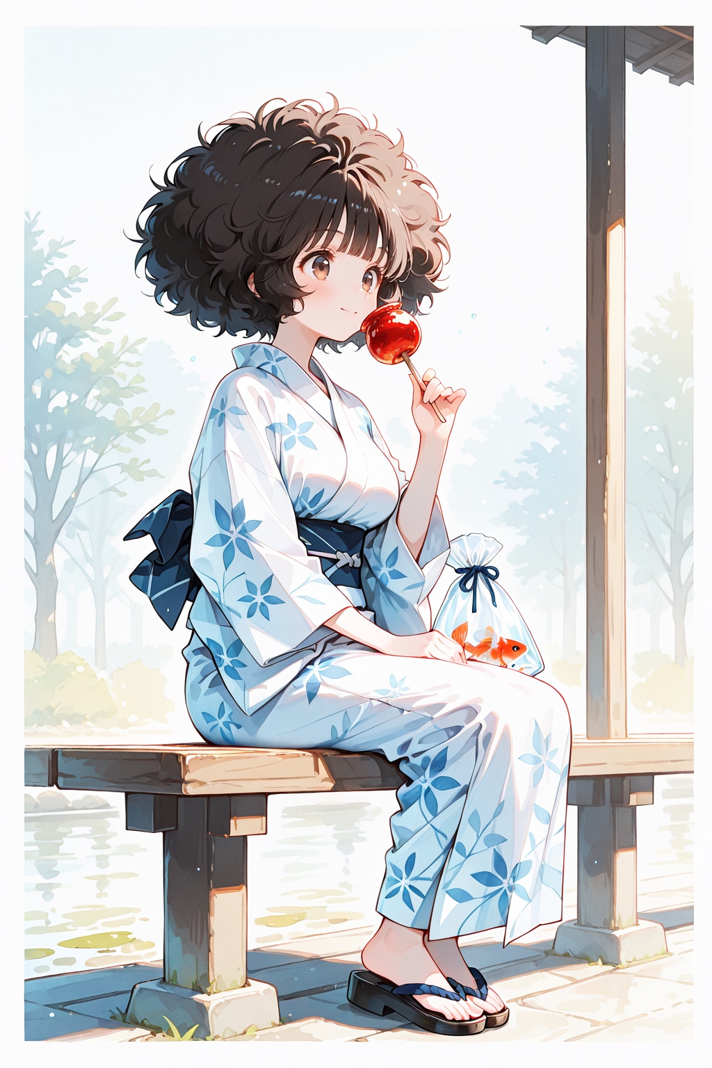 りんご飴と金魚