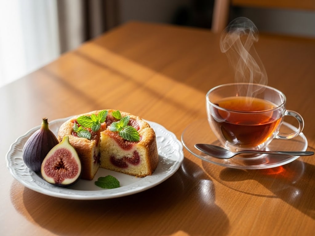 デザートの無花果ケーキ