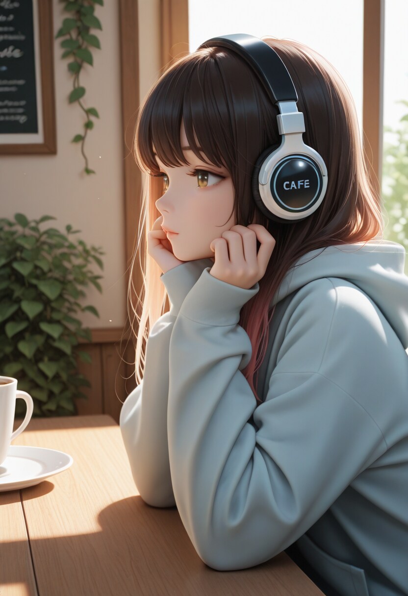 ヘッドフォンの少女(5) | の人気AIイラスト・グラビア