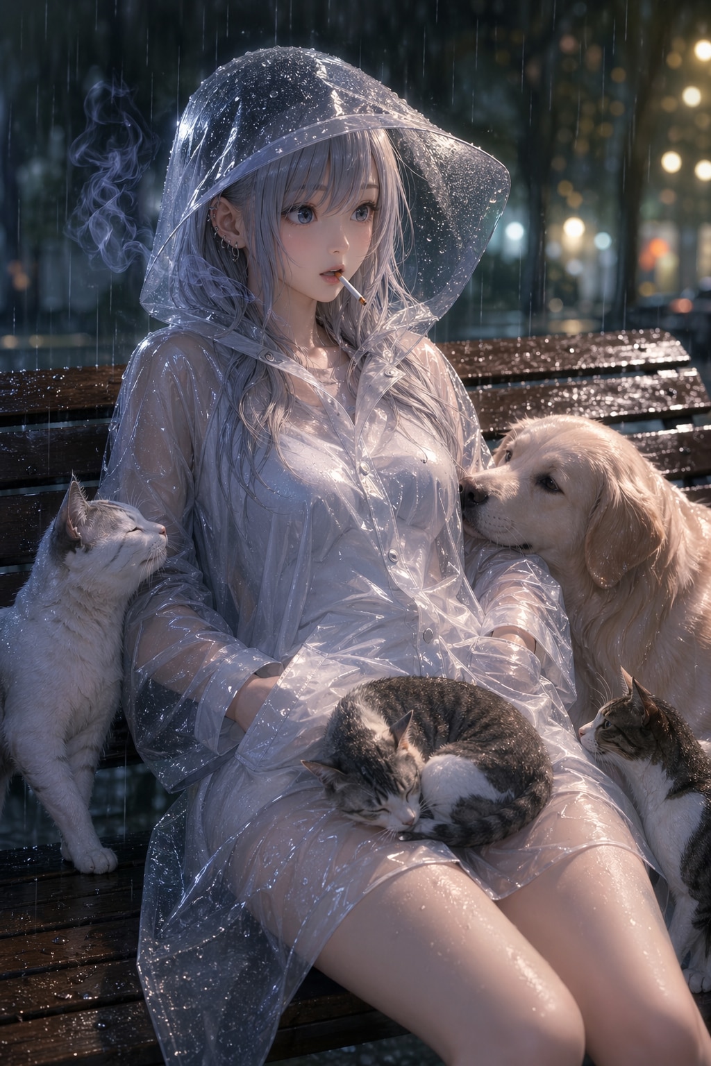 It’s raining cats and dogs.