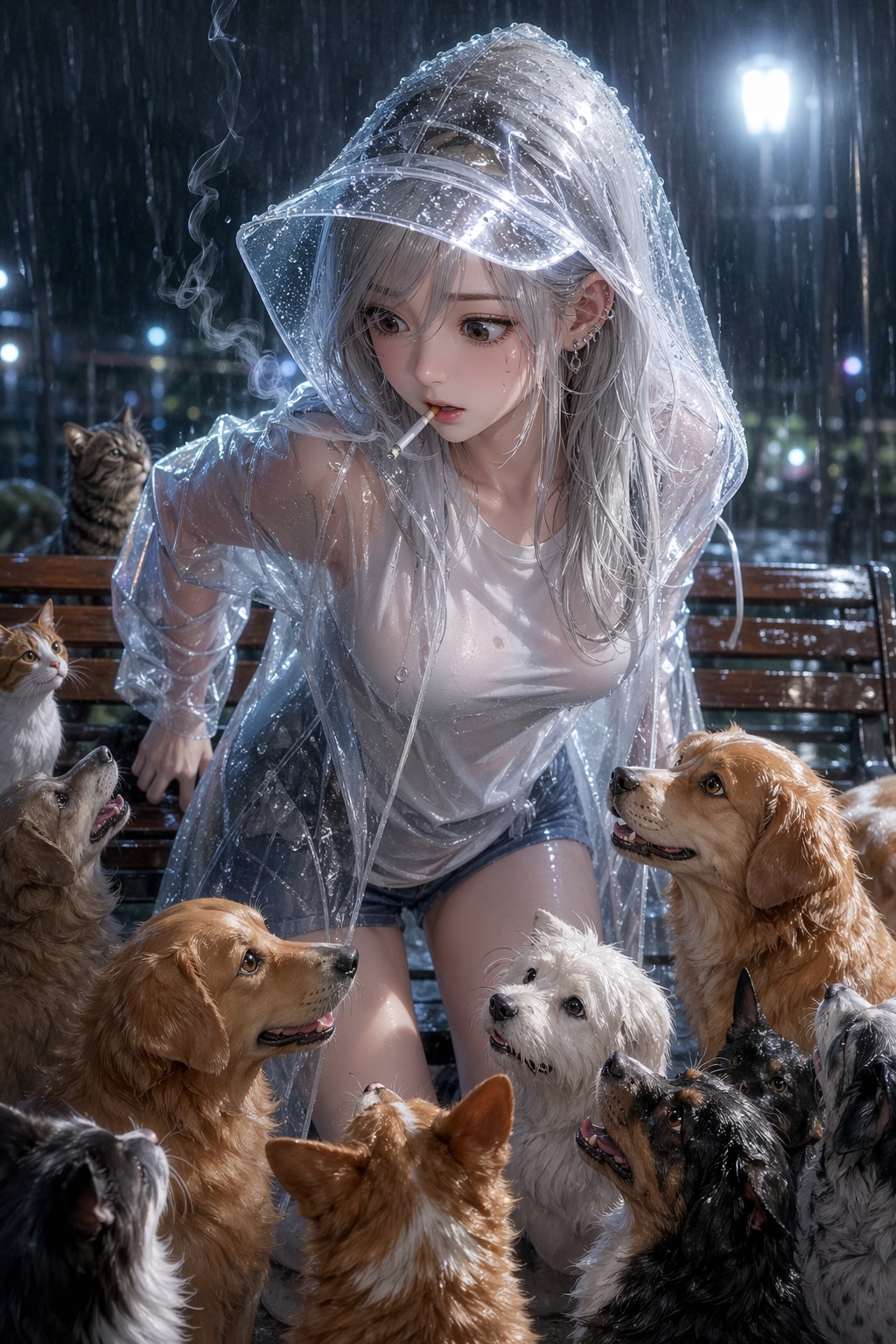 It’s raining cats and dogs.