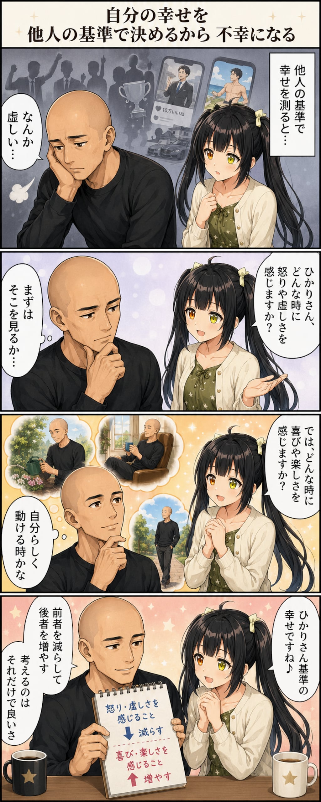 4コマ漫画：俺の宇宙報酬🌌 | 寝苦しい熱帯夜🌇 | ちちぷい投稿ネタ🖼️ | 俺の幸せ☺️