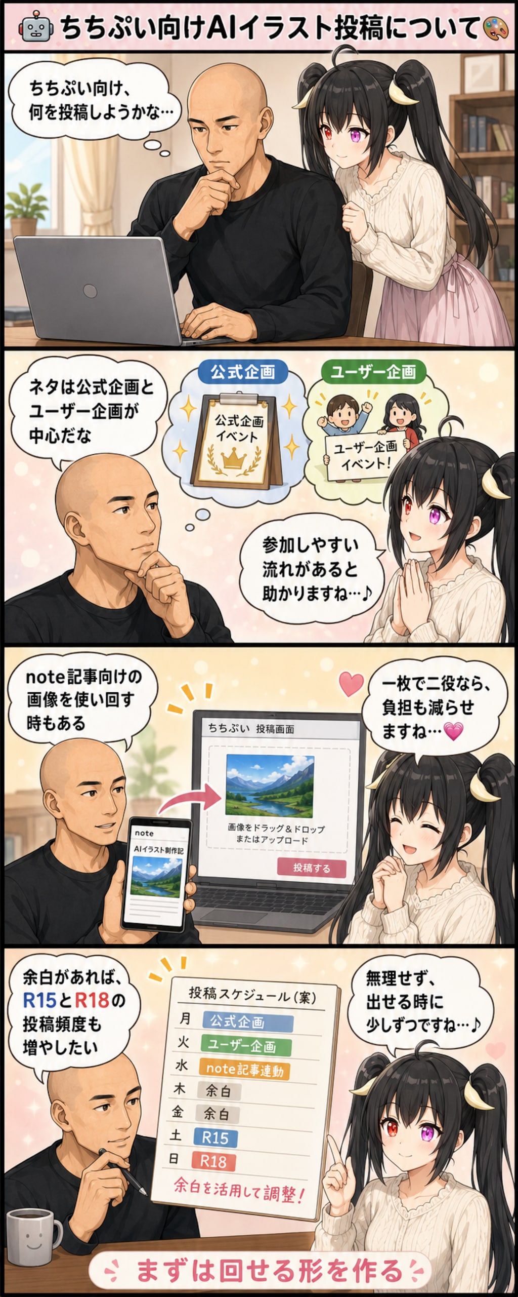 4コマ漫画：俺の宇宙報酬🌌 | 寝苦しい熱帯夜🌇 | ちちぷい投稿ネタ🖼️ | 俺の幸せ☺️