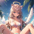 ビキニの猫耳少女 12枚目