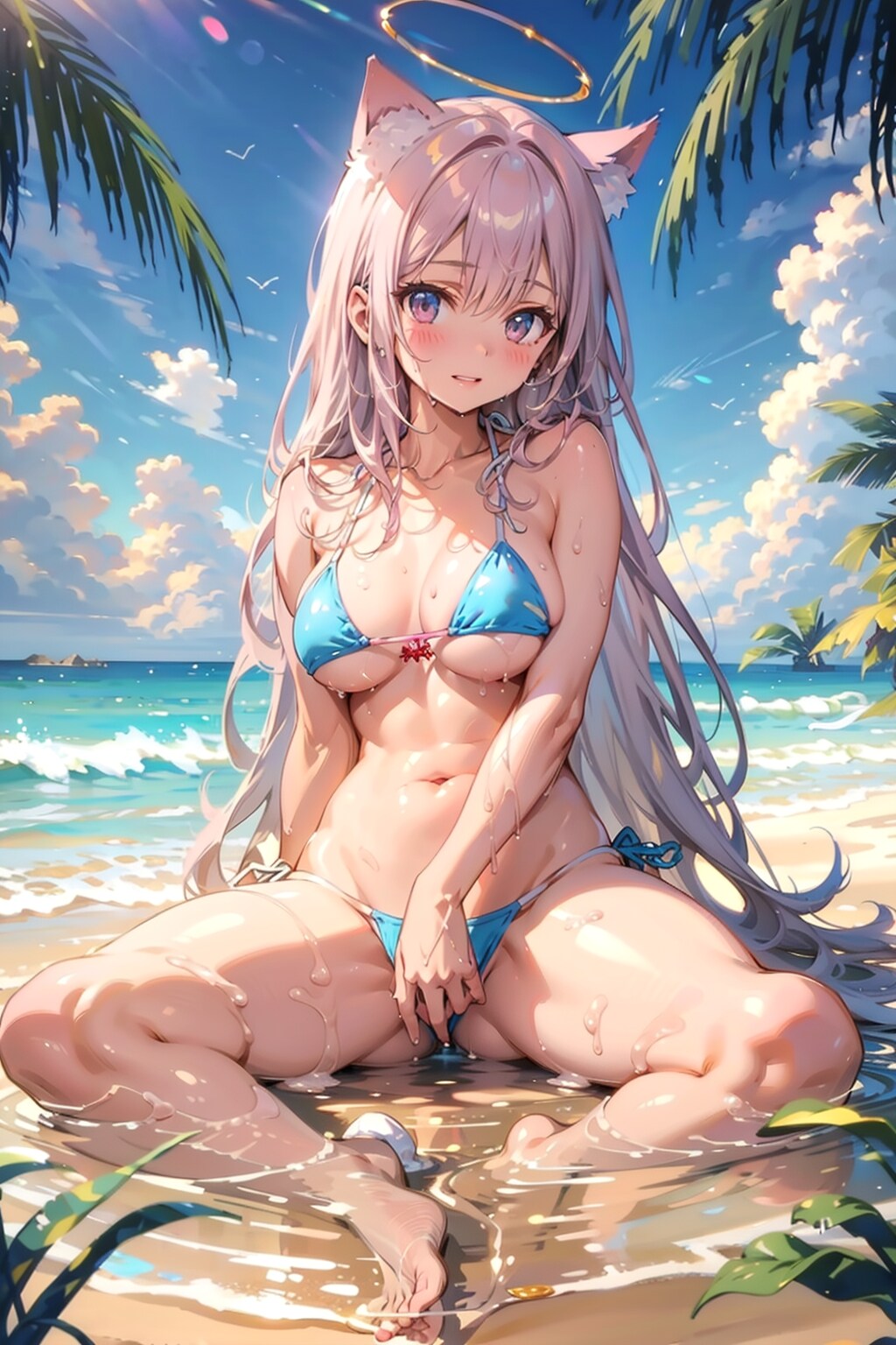 ビキニの猫耳少女