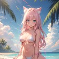 ビキニの猫耳少女 5枚目