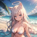 ビキニの猫耳少女 2枚目