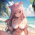 ビキニの猫耳少女 4枚目