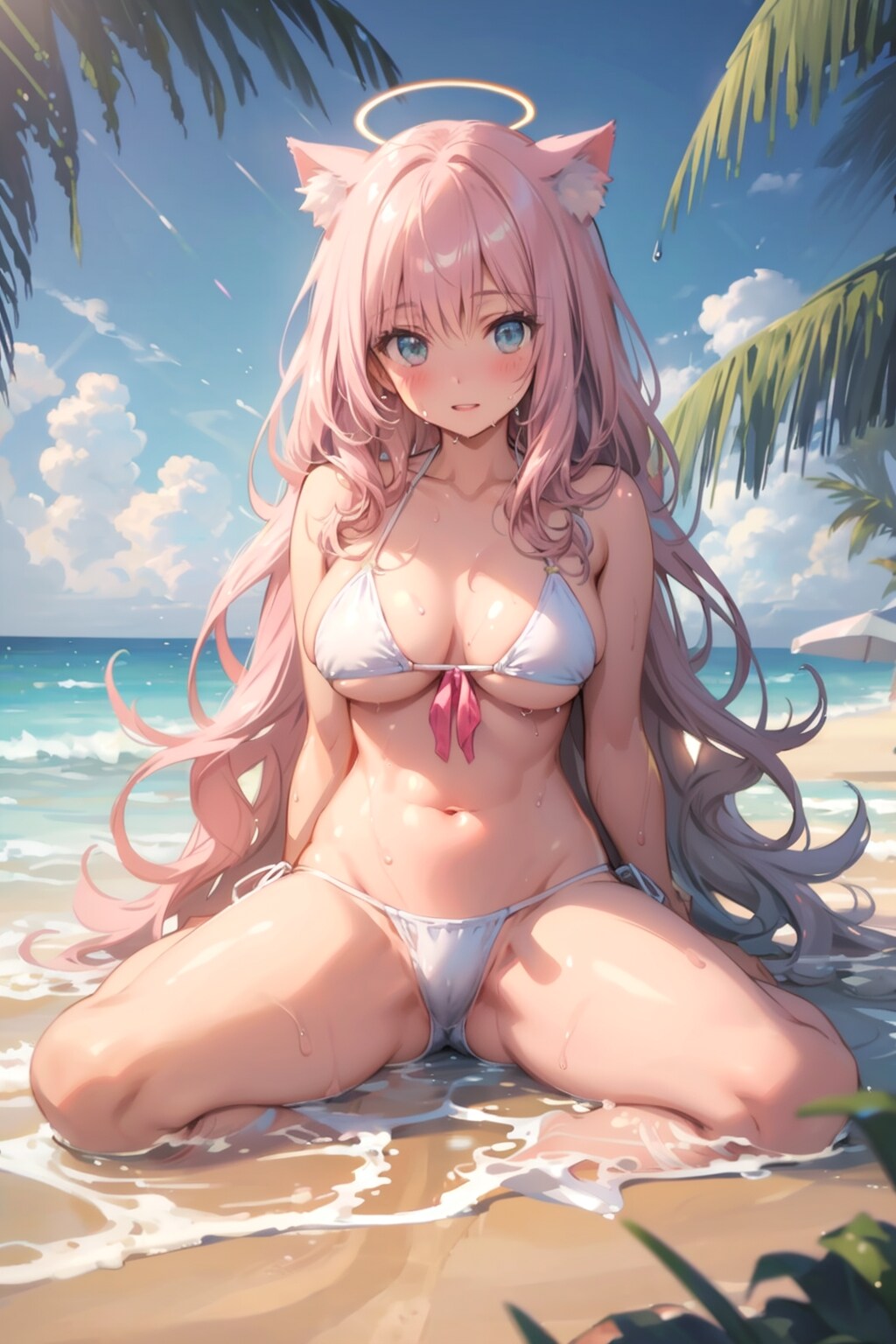 ビキニの猫耳少女