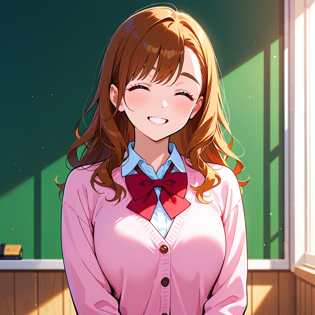 茶髪パーマの太眉