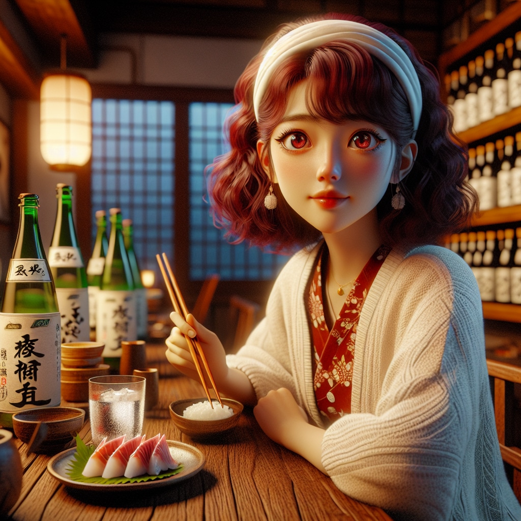 サンマの刺身を食べる女の子