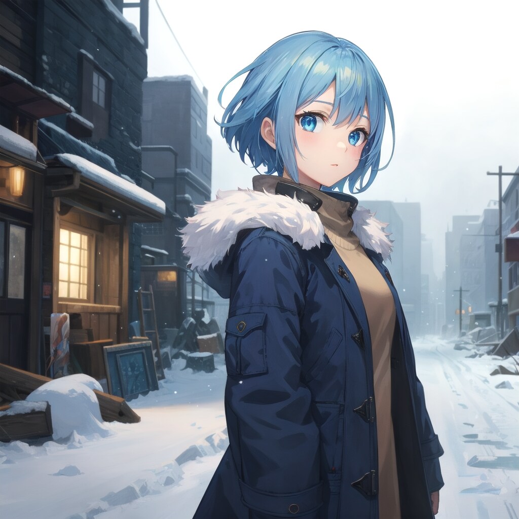 凍りついた街と青い瞳 | の人気AIイラスト・グラビア