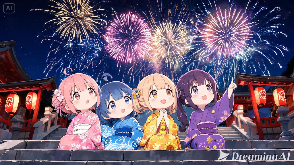 今日の夏休み（お祭り最後の打ち上げ花火１）