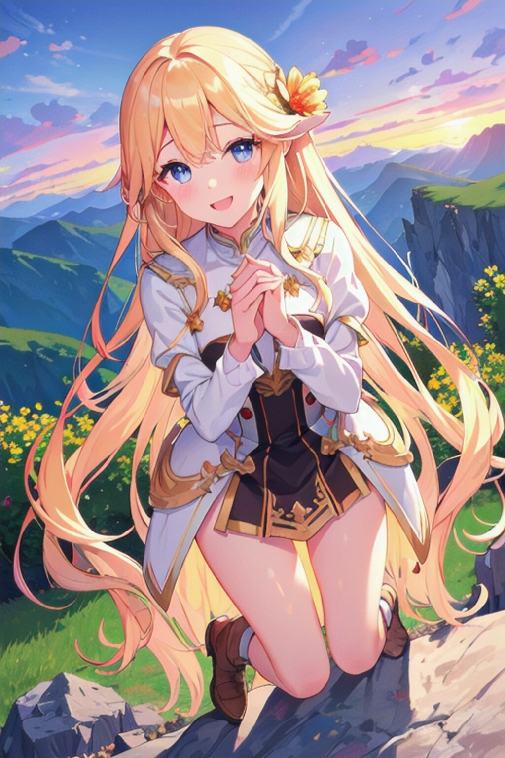 絶景に佇む金色の髪の少女