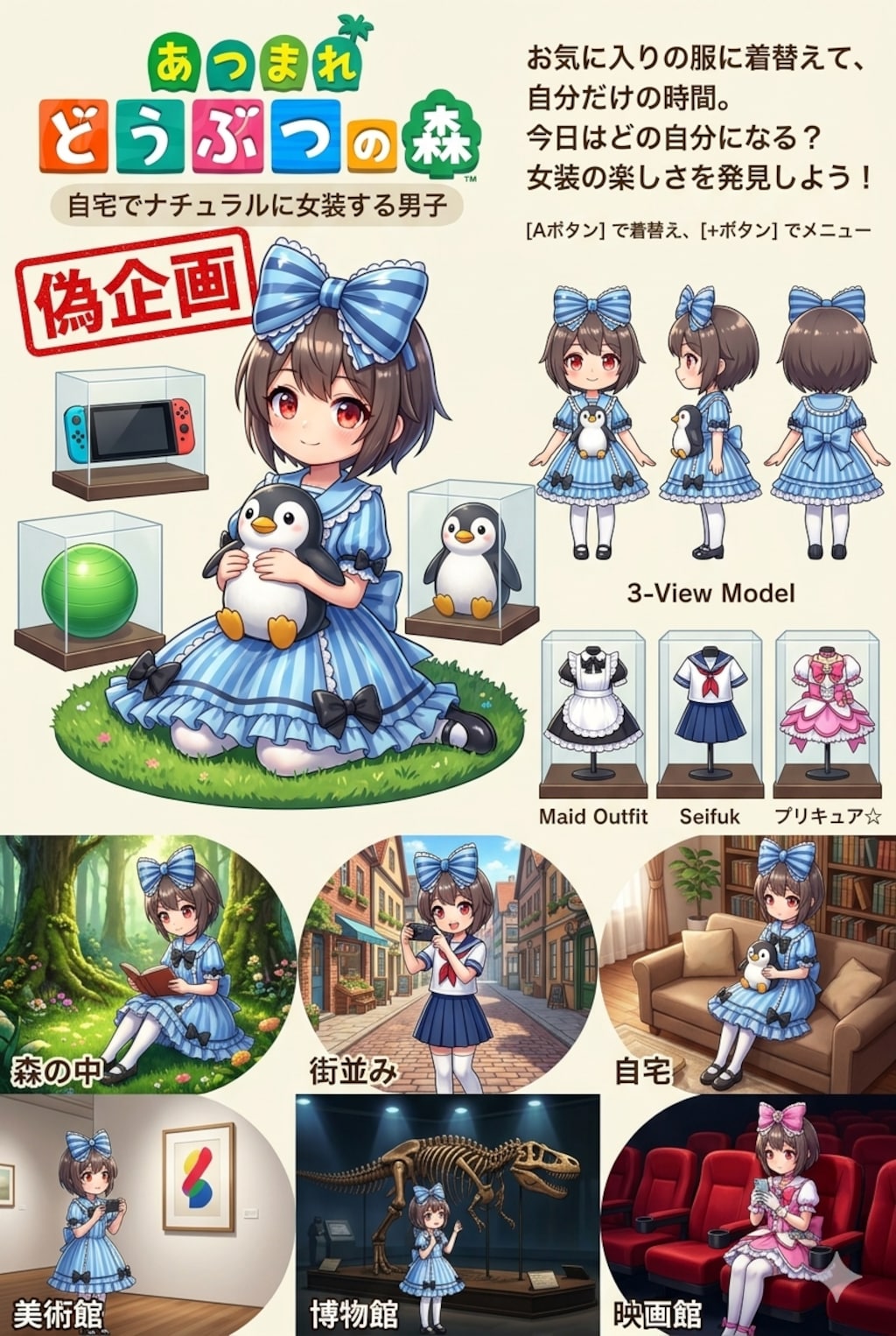 自宅でナチュラルに女装する男子　あつまれどうぶつの森
