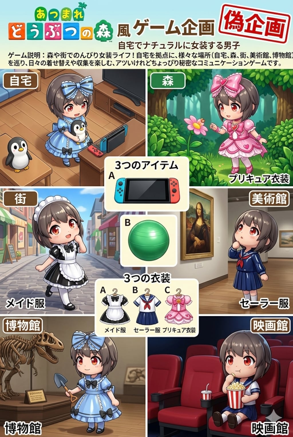 自宅でナチュラルに女装する男子　あつまれどうぶつの森