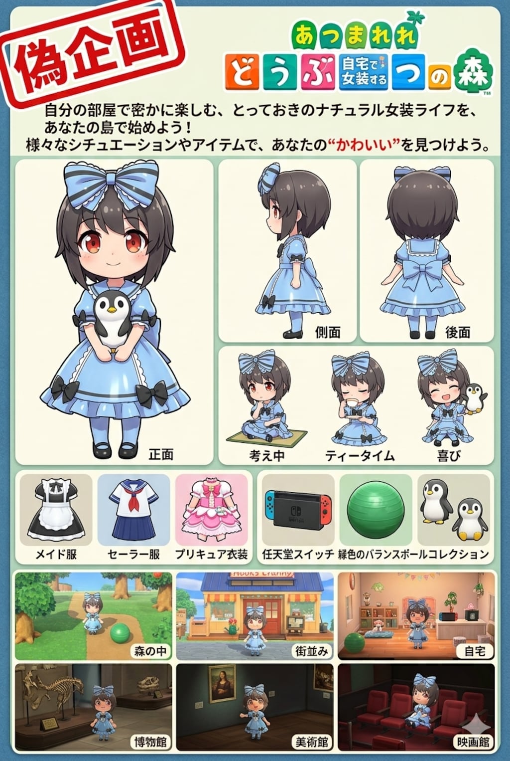 自宅でナチュラルに女装する男子　あつまれどうぶつの森