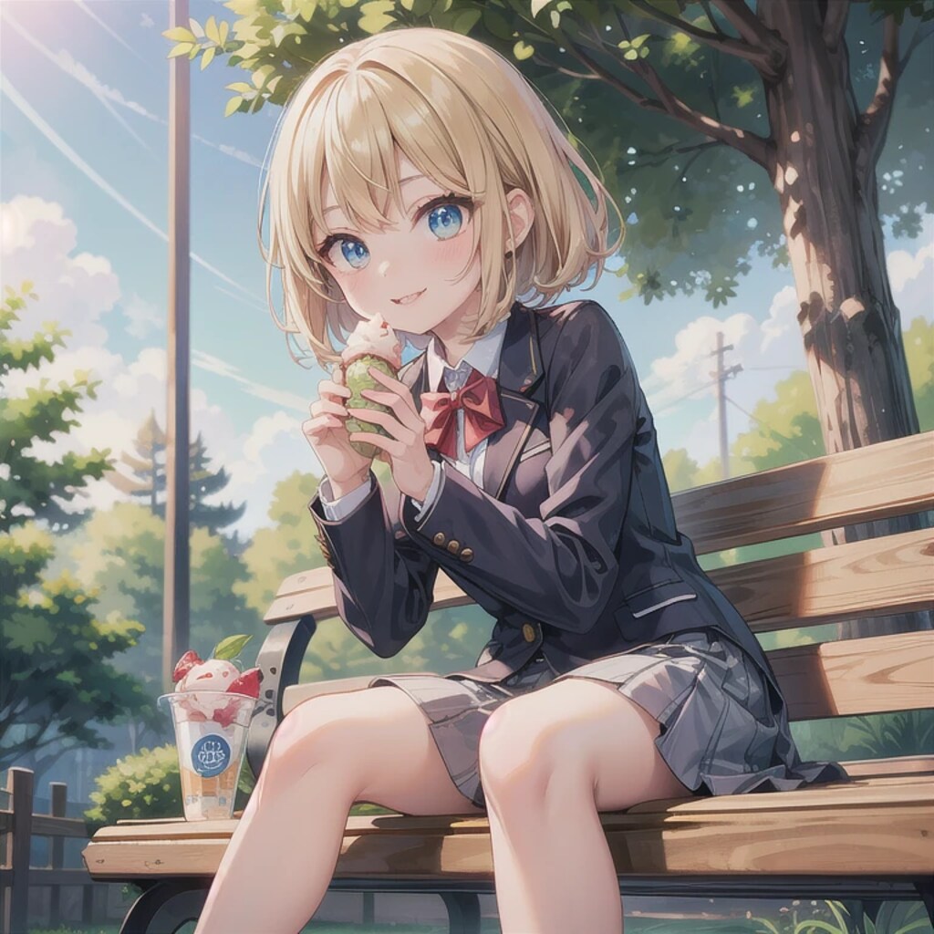 金髪ボブでブレザーの少女