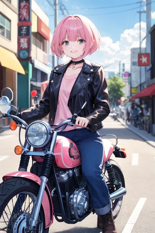 ピンクのバイク | の人気AIイラスト・グラビア