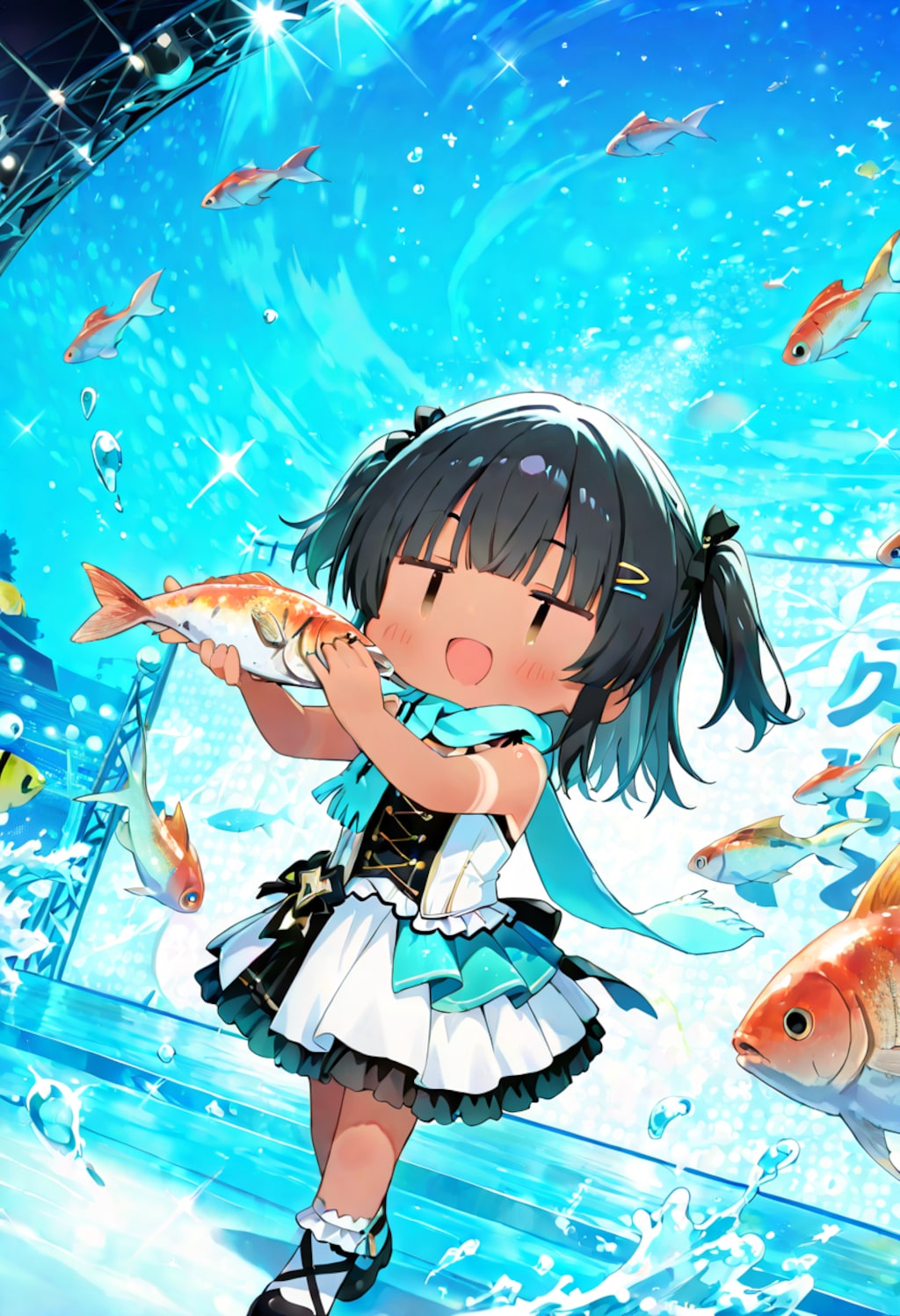 🐟便乗参戦!!もぐもぐアイドル！〜水色＆おさかな担当〜