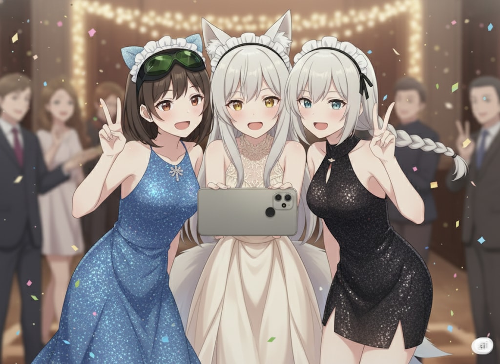 【九尾の久遠】メイドチーム！ハイ！チーズ！ | の人気AIイラスト・グラビア