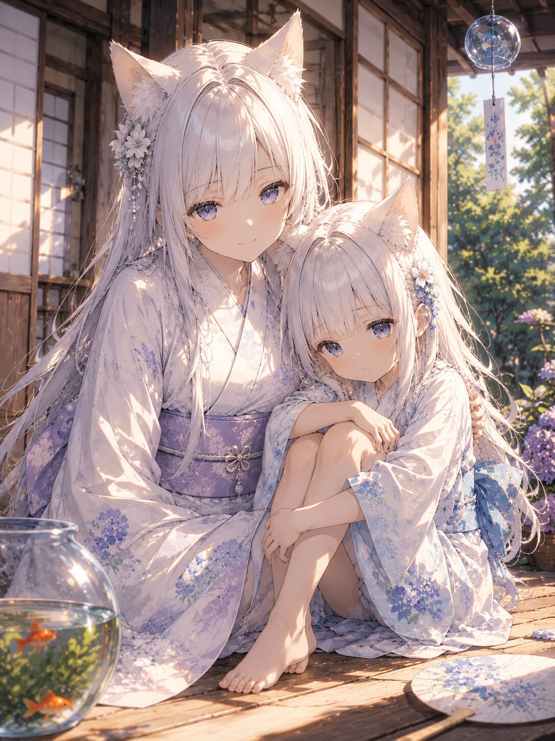 母娘の夏涼み | の人気AIイラスト・グラビア
