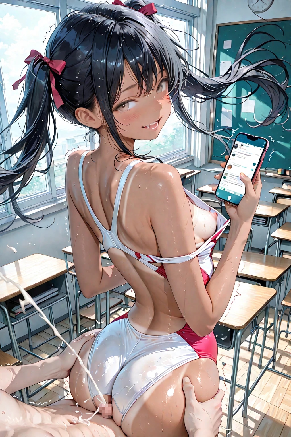 なになに？スマホ見ている間にイっちゃったの？？？
