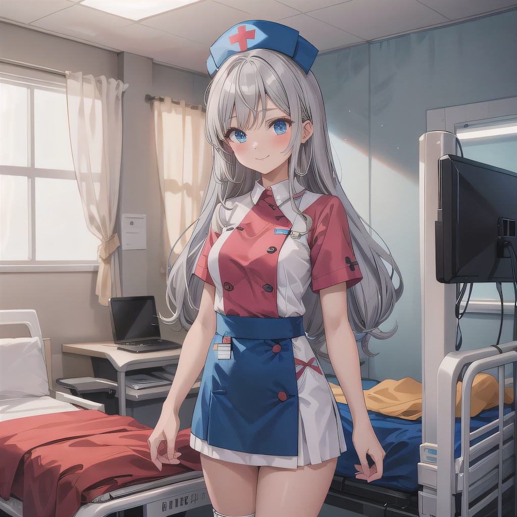 銀髪ロングで看護服の少女５