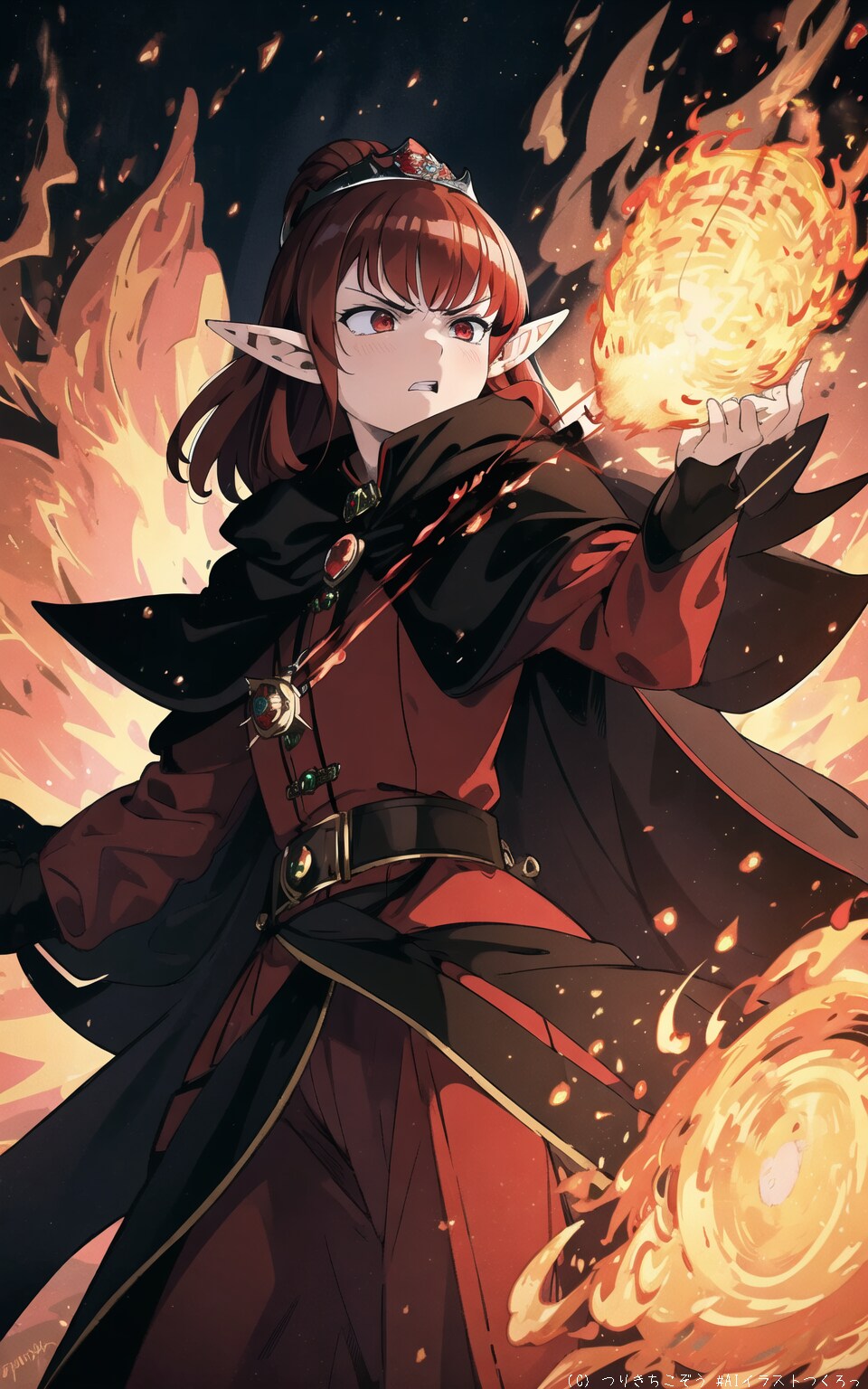 怒りの火属性魔法使いエルフ　(３)