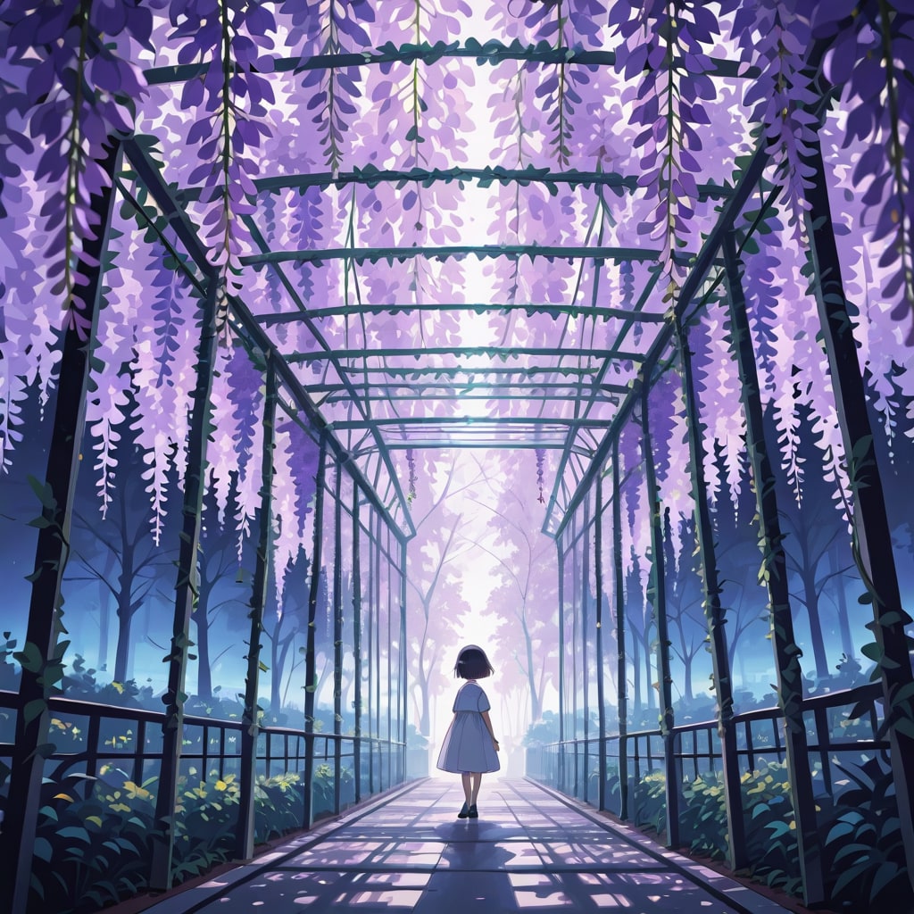 夜の藤棚 | の人気AIイラスト・グラビア