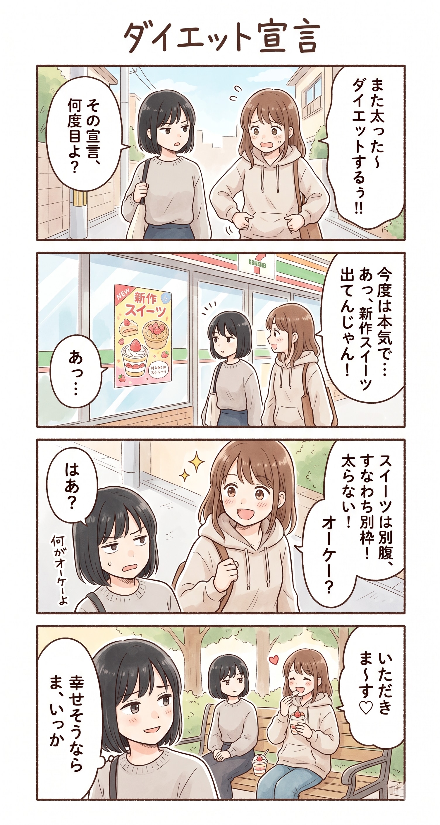 #45 ゆる日常4コマ「ダイエット宣言」