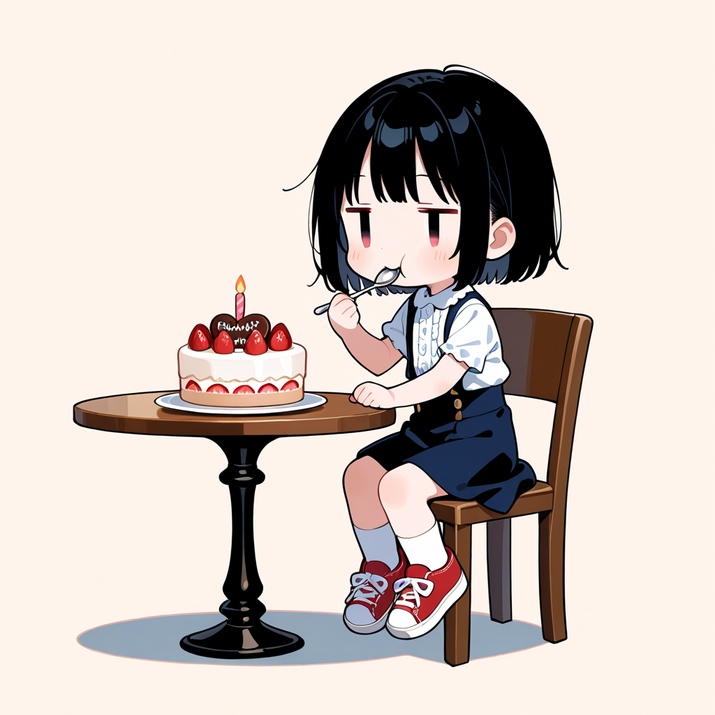 バースデイケーキを食べる