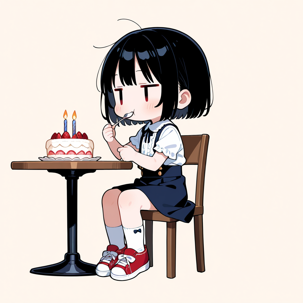 バースデイケーキを食べる