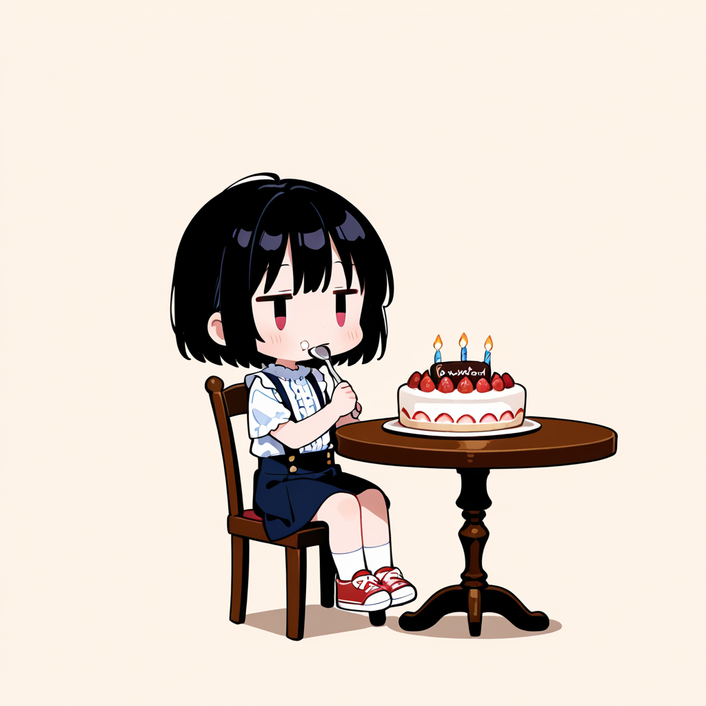 バースデイケーキを食べる