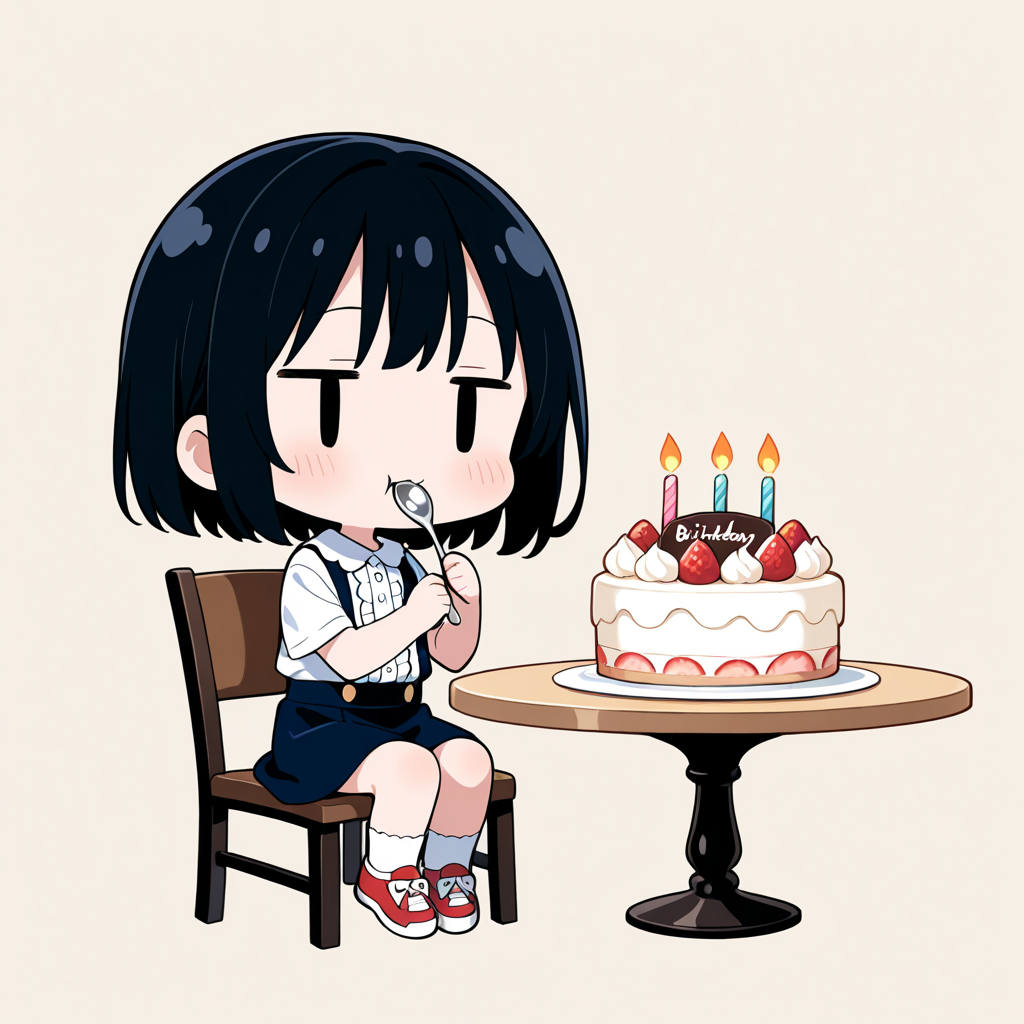 バースデイケーキを食べる